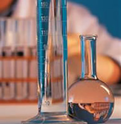 a graduated flask and cylindrical flask for solid dosage forms