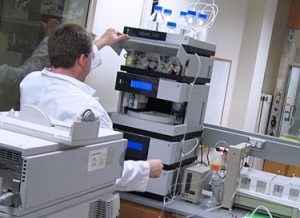 A scientist working on biologics